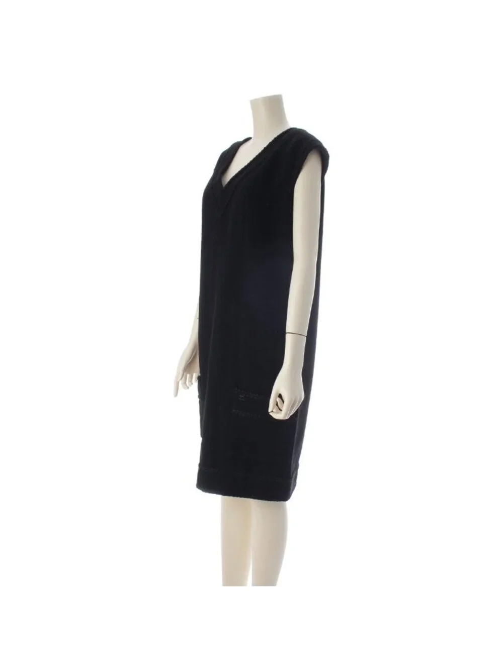 Chanel 08c Wool Tweed Sleeveless Dress Black 40